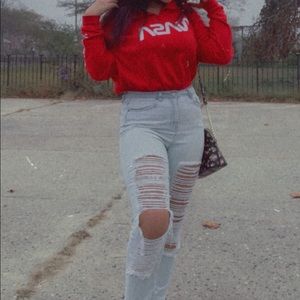 Chemistry L women’s NASA cropped red long sleeve